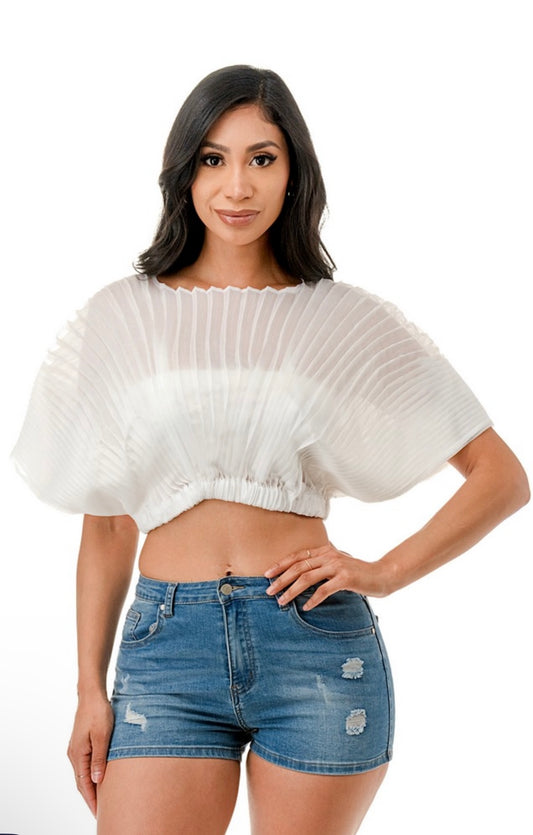 PLEATED SHEER TOP WITH BANDEAU