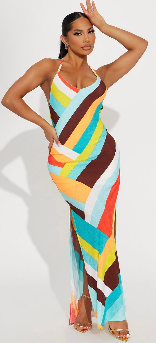 Geometrical Print Maxi Dress